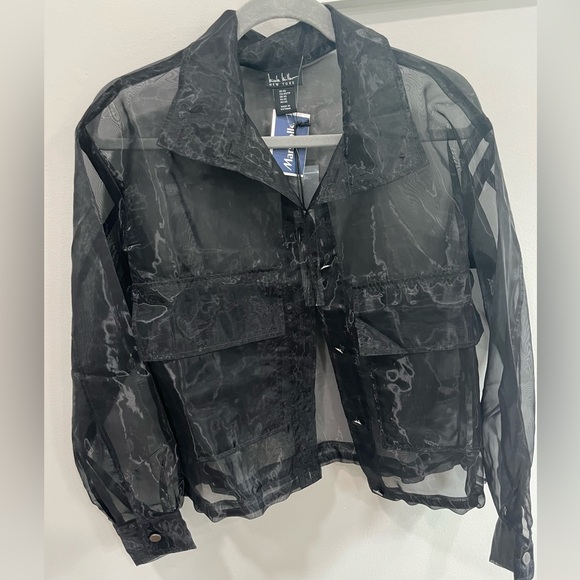 NWT Nicole Miller sheer black top size XS - Picture 1 of 8